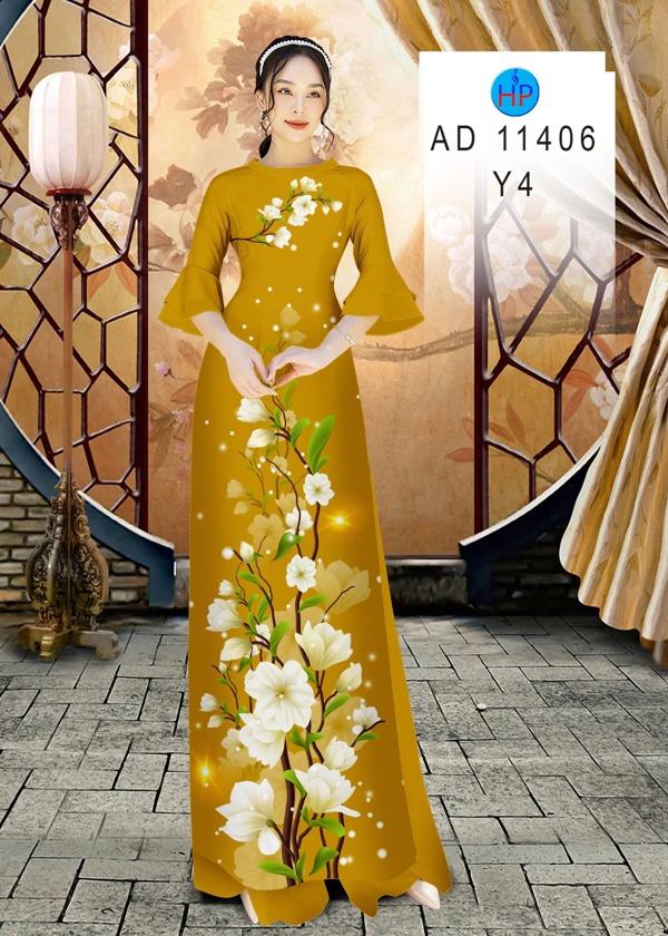 Vải Áo Dài Hoa In 3D AD 11406 47